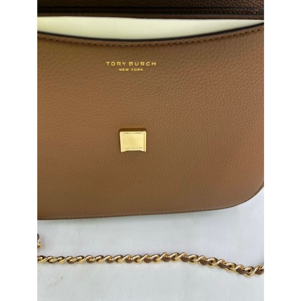 Women's TORY BURCH BRITTEN shoulder bag crafted in moose brown leather/ gold - Picture 10 of 10